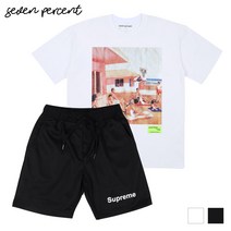 세븐퍼센트 슈프림 여름 데일리 코디 세트 니스비치 반팔티+체커 반바지 SET