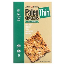 더 쥴리안 베이커리 Julian Bakery Organic Paleo Thin 크래커 소금 ＆ 후추 8.4 oz (238 g) 미국 직배송, 1패키지, 상세설명참조, 1개, 238g
