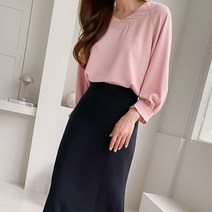 디작소 여성 브이넥 나그랑 루즈핏 긴팔 블라우스