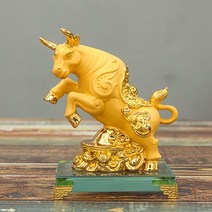 황금 재물 황소 장식
