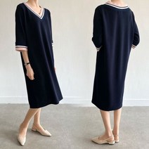 위쉬몰 BS 브이라인배색원피스(E145H106) 빅사이즈