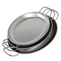 스텐 손잡이 타원접시 접시 오발 플레이트 그릇, 타원접시 10인치