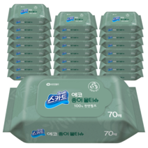 스카트 에코 종이 물티슈 70매 100% 천연펄프, 23팩