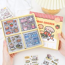 후라이드 치킨 100장 스티커상자 키치 햄버거 다꾸 다이어리꾸미기