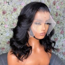 brazilian 180 density body wave short bob wig 13x4 human hair lace front wig remy water wave 4x4, 13x4 정면 가발, 16인치