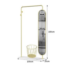 북유럽 엔틱 모던 고급 거울 행거 옷걸이 미러 코트랙 호텔 인테리어 장식, 3. 골드 100cm(회전 가능) + 바구니