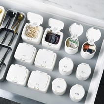 소품 수납 케이스 화장대 목욕탕 이발소 미용실 찜질방 모텔 호텔 숙박업소 게스트하우스 욕실 서랍 정리 다용도 반짇고리 책상 데스크 면봉 원터치 개폐 용이 먼지 차단 뚜껑 (사각형)