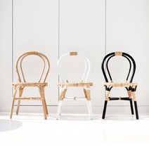 북유럽 모던 라탄 천연 원목 수제 의자 체어 화이트 블랙 상품촬영 포인트가구 홈카페, 내츄럴