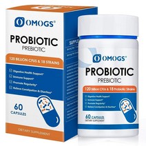 OMOGS 프로바이오틱스 1200억 CFU 18가지 균주 프리바이오틱스 캡슐 보충제는 영양 60캡슐 (60일분)