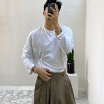 남자 4계절 여름 흰색 긴팔 면티 무지 슬라브 이너 티셔츠