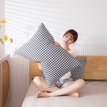 [신상품 출시 특별 할인가격]놀차 80수 순면 베개세트 베개커버+베개솜1p/2p (50*70), 블랙 베개커버+베개솜1p