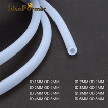 테프론튜브 테프론 호스 3d 프린터 부품 용 1m ptfe 튜브 파이프 bowden 압출기 j-head hotend v5 v6 1.75mm3mm 필라멘트 id 점적테이프, 아이디2mm 외경4mm