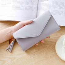 긴 여성 지갑 여성 지갑 술 동전 지갑 카드 홀더 지갑 pu 가죽 클러치 돈 가방 지갑 카드 홀더 carteira, 연보라색