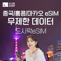 중국 eSIM 데이터 무제한 홍콩 마카오 유심 아이폰e심 도시락eSIM, 중국(마카오/홍콩 2GB/일) 4GB/일제공, 15일