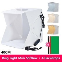 포토부스 촬영용턴테이블 포토박스 뒷배경 유튜브장비 40cm led softbox 휴대용 사진 사진 스튜디오 미니 라이트 박스 배경 키트 amp 6 색 배경 dslr 전화 용, 40cm 링 라이트-4pcs