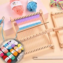뜨개질 기계 대형 48핀 자동뜨개도구 니트머신 20cm 나무 직조 베틀 스타터 키트 손으로 짠 DIY 세트 가정, 03 Full Set x12 Yarn