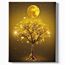 [목걸이비즈재료] 아티플라 보석십자수 캔버스 일체형 DIY 키트, 06. 황금나무 골드문 40x50cm