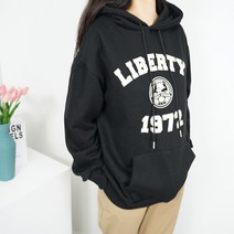 빅걸스토리 영문 레터링 나염 기모 박스핏 후드티