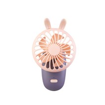 USB 손에 소형 캐릭터 선풍기 침대 머리맡에 무음 책상 숙소 휴대용 미니 선풍기, 토끼 귀를 고정시킬 수 있습니다., 보라색
