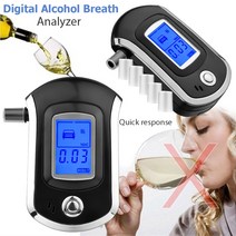 LCD Digital Accurate BAC Detector AT6000 Breathalyzer with 6 Mouthpieces Alcohol Audio Visual Alarm, 한개옵션0