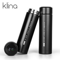 브랜드없음 클리나 스마트 온도표시 온도계 보온보냉병 텀블러 500ml 블랙, 단품없음, 선택완료