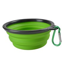 애견 수영장 접이식 실리콘 애완 동물 여행 음식 물 공급 개 고양이용 카라비너 1000ml, green, 350ml