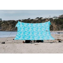 Neso Tents Gigante 비치 텐트 높이 2.4m(8피트) 3.4 x 3.4m(11 11피트) 가장 큰 휴대용 쉐이드 UPF 50+ 자외선 차단 강화된 코너 및, Aqua Fronds