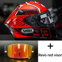 X-Spirit III 풀 페이스 오토바이 헬멧 X14 레드 모토 크로스 레이싱 라이딩 안전모, 08 Revo Red Gold Visor_03 XL