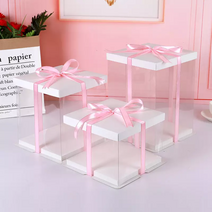 30cm/39cm/40cm/45cm 화이트 블랙 피치 3단 4단 대형케이크박스 대형플라워박스 대형플라워상자 대형투명케이스 대형케이크상자 대형선물상자 대형선물박스 [받침대포함], 화이트45cm