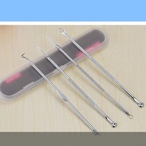 피지 제거 압출기 세트 여드름 짜는 도구 압출 바늘 피부과 집게 짜개 블랙헤드 제거 스틱, 2피지압출셋-로즈골드