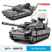 [레고공식] WW2 육군 탱크 군사 MBT 2in1 M1A2 에이브람스 타이거 캐논 트럭 2A7 전차 세트 군인 빌딩 블록 장난감 소년 선물, [02] 898PCS no box