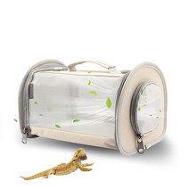 KiiDAS 휴대용 소형 동물 캐리어 통기성 및 원근감 수염 난 드래곤 쥐 고슴도치 친칠라 페렛용 여름 나가는 여행 파우치, Creamy White