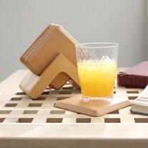 [*inbiz*] 디지털컵워머 커피잔받침대 카페코스터 LP판 카페티코스터 컵코스터, it● 사각 우드 티코스터 세트, ▶GET◀