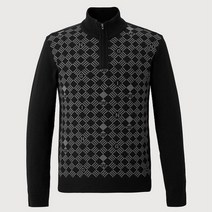 인디안 [23년 가을 최저가] 고급 울혼방 레터링 패턴 반집업 니트 MIBBHYF8341BC