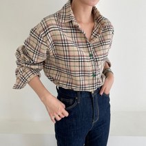 퍼니걸스 5529 데일리 체크 카라 셔츠 남방 여성의류