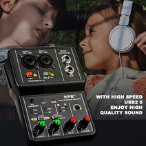 USB2.0 q-12 사운드 카드 오디오 믹서 사운드 보드 콘솔 전원 데스크 4채널 스테레오 인터페이스 48v 시스템 a4p4