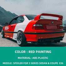뒷 트렁크 스포일러는 BMW 3 시리즈 E36에 적합합니다. 318I 320I 323I 325I 328I 세단 1992-1999 리어 부츠 뚜껑 윙 립 OEM BIMMER, Red