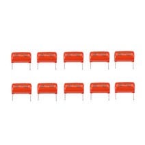 GHSHOP 10 팩 715P 오렌지 드롭 커패시터 캡 .022uf 600v Sprague 기타 베이스 5 쌍(10 개) 핀 길이: 18mm, 0.7x0.8x0.4인치, 구리, 주황색
