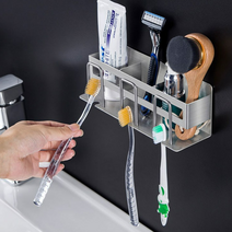 무타공 칫솔 걸이 2인용 3인용 무지주 통 칫솔꽂이 면도기 거치대 스텐 스테인리스 고급형