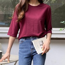 커스텀에이블 베이직 스판 8부 라운드 티셔츠 C2303TS034B