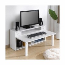 IRV846573모니터받침 (좌식하모니컴퓨터책상)수납함 원목받침대 브이숍 buyus, 화이트