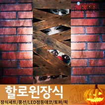 (주)파티해 할로윈 장식2 D-G - 월데코 종이등 데코 행잉 호박 LED 거미줄, E42_할로윈도어현수막-호러아이