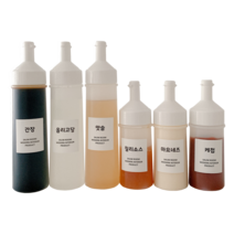 국내산 소스통세트 5개 화이트캡 - 모던라벨 18종, 5개입, 500ml