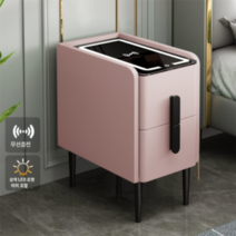 스마트협탁 침대옆 bedside 테이블 usb 블루투스 무선충전, 완제품, 40cm, 핑크 무선충전+삼색등