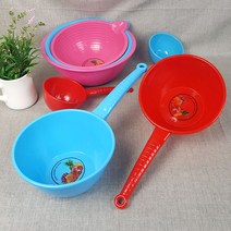 오메가키친 원형 바가지 모음 특/자루, 1개, 10) 자루바가지 빨강-특대