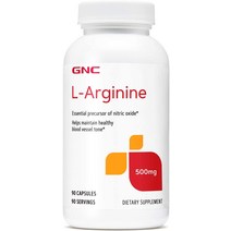 GNC L-아르기닌 500mg 90캡슐 산화질소 생성 증가, 1개, 기본