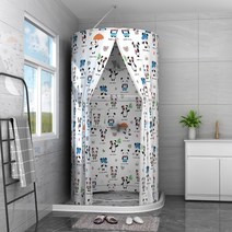 욕조파티션 원형 화장실 욕실 가림막 보온 샤워 커튼 방수 박스 부스 봉 욕조 패브릭, N + 스몰 사이즈 지름 80x200 높이개