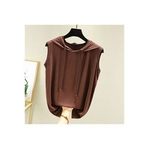 민소매 모달 스웨터 여성 얇고 부드러운 후드 티셔츠 편안한 여름 루즈한 풀오버 캐주얼 올 매치 탑 의류