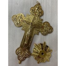 십자고상 원목형 천주교 인테리어 벽고상 탁상 장식용 차량용, 골드라지 16*26CM