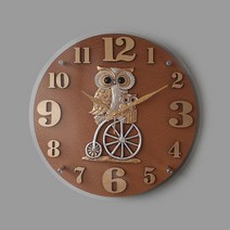 브라운 부엉이시계 집들이선물 거실 무소음시계, 무소음_벽시계